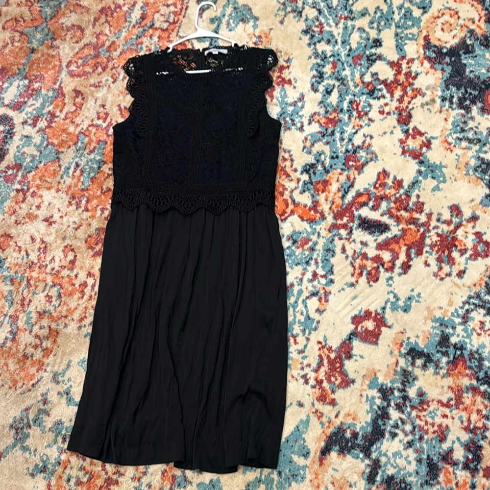 LOFT Black Lace Midi Dress